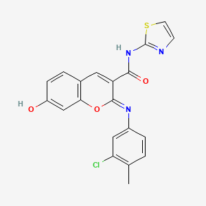 (2Z)-2-[(3-chloro-4-methylphenyl)imino]-7-hydroxy-N-(1,3-thiazol-2-yl)-2H-chromene-3-carboxamide