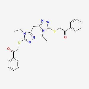 2-[[4-Ethyl-5-[(4-ethyl-5-phenacylsulfanyl-1,2,4-triazol-3-yl)methyl]-1,2,4-triazol-3-yl]sulfanyl]-1-phenylethanone