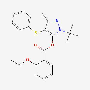 molecular formula C23H26N2O3S B2899495 1-(tert-butyl)-3-methyl-4-(phenylthio)-1H-pyrazol-5-yl 2-ethoxybenzoate CAS No. 851126-83-5