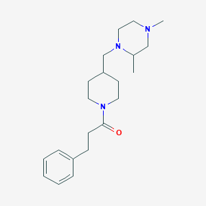 molecular formula C21H33N3O B2899499 1-(4-((2,4-Dimethylpiperazin-1-yl)methyl)piperidin-1-yl)-3-phenylpropan-1-one CAS No. 1421450-41-0