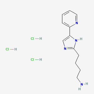 molecular formula C12H19Cl3N4 B2899505 4-[5-(Pyridin-2-yl)-1H-imidazol-2-yl]butan-1-amine trihydrochloride CAS No. 2059944-53-3