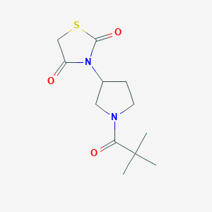 molecular formula C12H18N2O3S B2899518 3-[1-(2,2-dimethylpropanoyl)pyrrolidin-3-yl]-1,3-thiazolidine-2,4-dione CAS No. 1798513-30-0