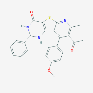 8-acetyl-9-(4-methoxyphenyl)-7-methyl-2-phenyl-2,3-dihydropyrido[3',2':4,5]thieno[3,2-d]pyrimidin-4(1H)-one