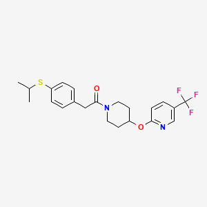 molecular formula C22H25F3N2O2S B2899520 2-(4-(Isopropylthio)phenyl)-1-(4-((5-(trifluoromethyl)pyridin-2-yl)oxy)piperidin-1-yl)ethanone CAS No. 1421456-90-7