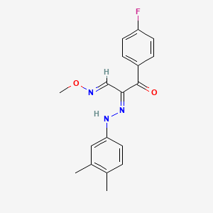 molecular formula C18H18FN3O2 B2899529 (2E,3E)-2-[2-(3,4-dimethylphenyl)hydrazin-1-ylidene]-1-(4-fluorophenyl)-3-(methoxyimino)propan-1-one CAS No. 339012-95-2