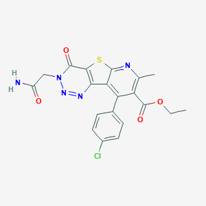 molecular formula C20H16ClN5O4S B289953 Ethyl 3-(2-amino-2-oxoethyl)-9-(4-chlorophenyl)-7-methyl-4-oxo-3,4-dihydropyrido[3',2':4,5]thieno[3,2-d][1,2,3]triazine-8-carboxylate 