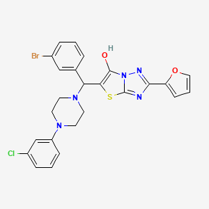 molecular formula C25H21BrClN5O2S B2899550 5-((3-Bromophenyl)(4-(3-chlorophenyl)piperazin-1-yl)methyl)-2-(furan-2-yl)thiazolo[3,2-b][1,2,4]triazol-6-ol CAS No. 887221-10-5