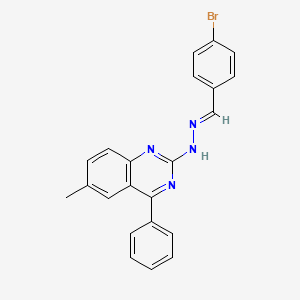 molecular formula C22H17BrN4 B2899561 (E)-2-(2-(4-bromobenzylidene)hydrazinyl)-6-methyl-4-phenylquinazoline CAS No. 392247-02-8