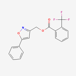 molecular formula C18H12F3NO3 B2899574 (5-Phenyl-1,2-oxazol-3-yl)methyl 2-(trifluoromethyl)benzoate CAS No. 879750-14-8
