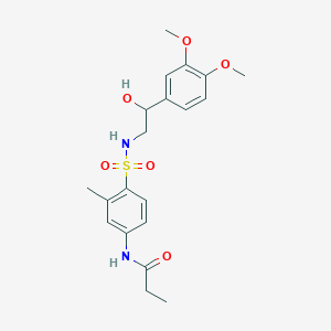 molecular formula C20H26N2O6S B2899579 N-(4-(N-(2-(3,4-dimethoxyphenyl)-2-hydroxyethyl)sulfamoyl)-3-methylphenyl)propionamide CAS No. 1797079-04-9