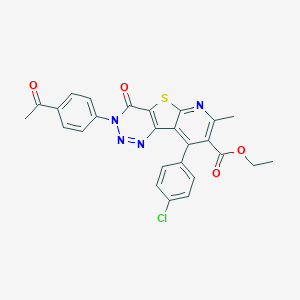 molecular formula C26H19ClN4O4S B289958 Ethyl 3-(4-acetylphenyl)-9-(4-chlorophenyl)-7-methyl-4-oxo-3,4-dihydropyrido[3',2':4,5]thieno[3,2-d][1,2,3]triazine-8-carboxylate 