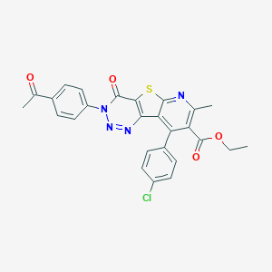 Ethyl 3-(4-acetylphenyl)-9-(4-chlorophenyl)-7-methyl-4-oxo-3,4-dihydropyrido[3',2':4,5]thieno[3,2-d][1,2,3]triazine-8-carboxylate