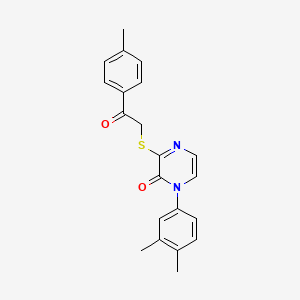 molecular formula C21H20N2O2S B2899583 1-(3,4-Dimethylphenyl)-3-[2-(4-methylphenyl)-2-oxoethyl]sulfanylpyrazin-2-one CAS No. 932301-57-0