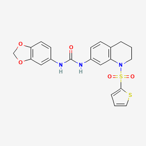 molecular formula C21H19N3O5S2 B2899586 1-(Benzo[d][1,3]dioxol-5-yl)-3-(1-(thiophen-2-ylsulfonyl)-1,2,3,4-tetrahydroquinolin-7-yl)urea CAS No. 1203051-30-2