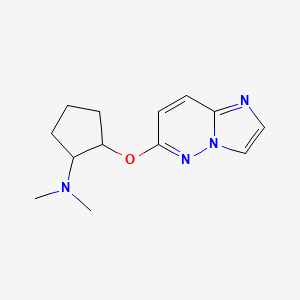 molecular formula C13H18N4O B2899589 2-{imidazo[1,2-b]pyridazin-6-yloxy}-N,N-dimethylcyclopentan-1-amine CAS No. 2197711-08-1