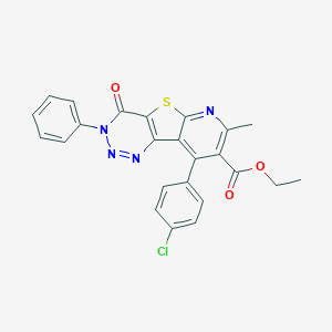 molecular formula C24H17ClN4O3S B289959 Ethyl 9-(4-chlorophenyl)-7-methyl-4-oxo-3-phenyl-3,4-dihydropyrido[3',2':4,5]thieno[3,2-d][1,2,3]triazine-8-carboxylate 