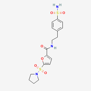 molecular formula C17H21N3O6S2 B2899598 5-(pyrrolidin-1-ylsulfonyl)-N-(4-sulfamoylphenethyl)furan-2-carboxamide CAS No. 1171565-79-9