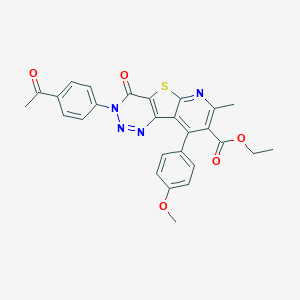 Ethyl 3-(4-acetylphenyl)-9-(4-methoxyphenyl)-7-methyl-4-oxo-3,4-dihydropyrido[3',2':4,5]thieno[3,2-d][1,2,3]triazine-8-carboxylate