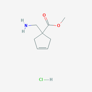 molecular formula C8H14ClNO2 B2899613 Methyl 1-(aminomethyl)cyclopent-3-ene-1-carboxylate;hydrochloride CAS No. 2287279-78-9