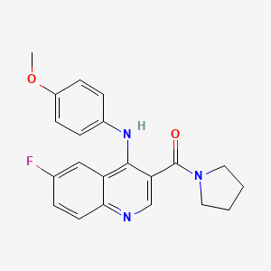 (6-Fluoro-4-((4-methoxyphenyl)amino)quinolin-3-yl)(pyrrolidin-1-yl)methanone