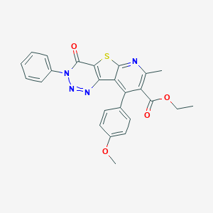 molecular formula C25H20N4O4S B289962 Ethyl 9-(4-methoxyphenyl)-7-methyl-4-oxo-3-phenyl-3,4-dihydropyrido[3',2':4,5]thieno[3,2-d][1,2,3]triazine-8-carboxylate 