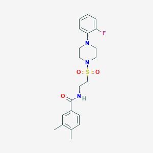 molecular formula C21H26FN3O3S B2899620 N-[2-[4-(2-fluorophenyl)piperazin-1-yl]sulfonylethyl]-3,4-dimethylbenzamide CAS No. 897613-48-8