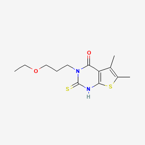molecular formula C13H18N2O2S2 B2899624 3-(3-ethoxypropyl)-5,6-dimethyl-2-sulfanyl-3H,4H-thieno[2,3-d]pyrimidin-4-one CAS No. 744227-02-9