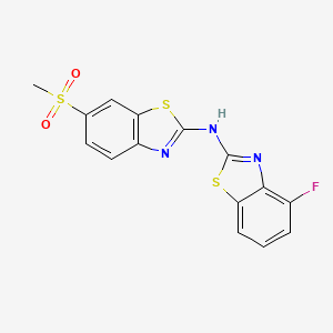 molecular formula C15H10FN3O2S3 B2899631 4-fluoro-N-(6-(methylsulfonyl)benzo[d]thiazol-2-yl)benzo[d]thiazol-2-amine CAS No. 862974-81-0