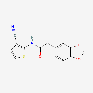 molecular formula C14H10N2O3S B2899633 2-(benzo[d][1,3]dioxol-5-yl)-N-(3-cyanothiophen-2-yl)acetamide CAS No. 922066-64-6