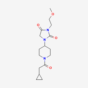 molecular formula C16H25N3O4 B2899634 1-(1-(2-Cyclopropylacetyl)piperidin-4-yl)-3-(2-methoxyethyl)imidazolidine-2,4-dione CAS No. 2194845-82-2
