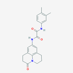 molecular formula C22H23N3O3 B2899635 N'-(3,4-dimethylphenyl)-N-{2-oxo-1-azatricyclo[7.3.1.0^{5,13}]trideca-5,7,9(13)-trien-7-yl}ethanediamide CAS No. 898464-48-7