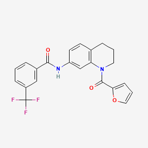 molecular formula C22H17F3N2O3 B2899655 N-[1-(2-furoyl)-1,2,3,4-tetrahydroquinolin-7-yl]-3-(trifluoromethyl)benzamide CAS No. 946319-66-0