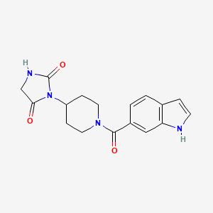 molecular formula C17H18N4O3 B2899658 3-(1-(1H-indole-6-carbonyl)piperidin-4-yl)imidazolidine-2,4-dione CAS No. 2034270-34-1