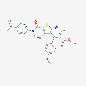 Ethyl 3-(4-acetylphenyl)-9-(4-methoxyphenyl)-7-methyl-4-oxo-3,4-dihydropyrido[3',2':4,5]thieno[3,2-d]pyrimidine-8-carboxylate