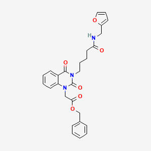 molecular formula C27H27N3O6 B2899662 benzyl 2-(3-(5-((furan-2-ylmethyl)amino)-5-oxopentyl)-2,4-dioxo-3,4-dihydroquinazolin-1(2H)-yl)acetate CAS No. 1251628-01-9