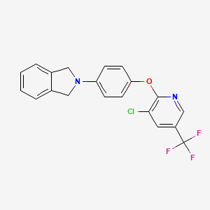 molecular formula C20H14ClF3N2O B2899680 2-(4-{[3-Chloro-5-(trifluoromethyl)-2-pyridinyl]oxy}phenyl)isoindoline CAS No. 860650-32-4