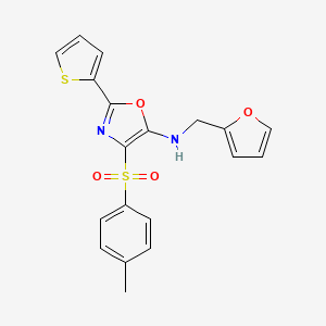 molecular formula C19H16N2O4S2 B2899691 N-(furan-2-ylmethyl)-2-(thiophen-2-yl)-4-tosyloxazol-5-amine CAS No. 627833-58-3
