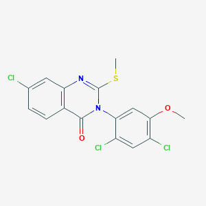 molecular formula C16H11Cl3N2O2S B2899692 7-chloro-3-(2,4-dichloro-5-methoxyphenyl)-2-(methylsulfanyl)-4(3H)-quinazolinone CAS No. 400087-08-3