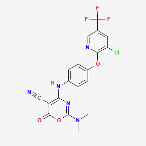 4-[(4-{[3-chloro-5-(trifluoromethyl)pyridin-2-yl]oxy}phenyl)amino]-2-(dimethylamino)-6-oxo-6H-1,3-oxazine-5-carbonitrile