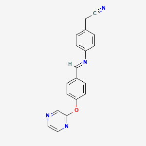 molecular formula C19H14N4O B2899712 2-[4-({(E)-[4-(2-pyrazinyloxy)phenyl]methylidene}amino)phenyl]acetonitrile CAS No. 866042-31-1