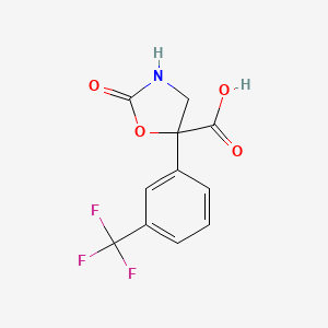molecular formula C11H8F3NO4 B2899718 2-Oxo-5-[3-(trifluoromethyl)phenyl]-1,3-oxazolidine-5-carboxylic acid CAS No. 2248413-77-4