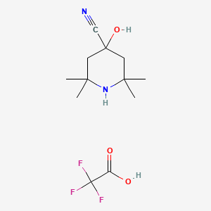 molecular formula C12H19F3N2O3 B2899731 4-Hydroxy-2,2,6,6-tetramethylpiperidine-4-carbonitrile, trifluoroacetic acid CAS No. 2138087-94-0