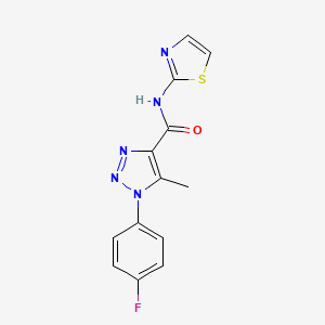 molecular formula C13H10FN5OS B2899747 1-(4-fluorophenyl)-5-methyl-N-(1,3-thiazol-2-yl)-1H-1,2,3-triazole-4-carboxamide CAS No. 915874-77-0