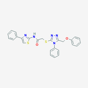 molecular formula C26H21N5O2S2 B289976 2-{[5-(phenoxymethyl)-4-phenyl-4H-1,2,4-triazol-3-yl]sulfanyl}-N-(4-phenyl-1,3-thiazol-2-yl)acetamide 