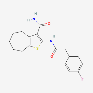 2-(2-(4-fluorophenyl)acetamido)-5,6,7,8-tetrahydro-4H-cyclohepta[b]thiophene-3-carboxamide