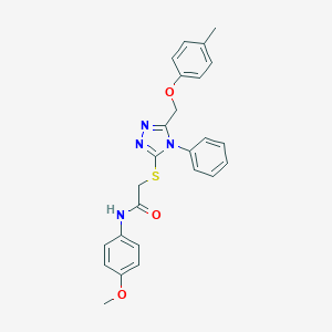 molecular formula C25H24N4O3S B289977 N-(4-methoxyphenyl)-2-({5-[(4-methylphenoxy)methyl]-4-phenyl-4H-1,2,4-triazol-3-yl}sulfanyl)acetamide 