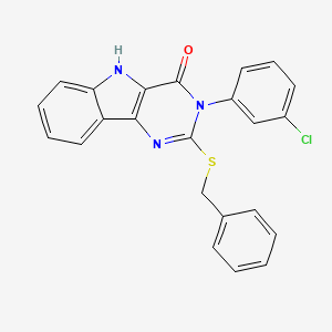 molecular formula C23H16ClN3OS B2899778 2-benzylsulfanyl-3-(3-chlorophenyl)-5H-pyrimido[5,4-b]indol-4-one CAS No. 536713-64-1
