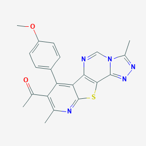 molecular formula C21H17N5O2S B289980 1-[7-(4-Methoxyphenyl)-3,9-dimethylpyrido[3',2':4,5]thieno[2,3-e][1,2,4]triazolo[4,3-c]pyrimidin-8-yl]ethanone 