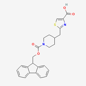 molecular formula C25H24N2O4S B2899809 2-[[1-(9H-Fluoren-9-ylmethoxycarbonyl)piperidin-4-yl]methyl]-1,3-thiazole-4-carboxylic acid CAS No. 2138331-77-6