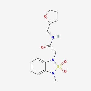 molecular formula C14H19N3O4S B2899811 2-(3-methyl-2,2-dioxidobenzo[c][1,2,5]thiadiazol-1(3H)-yl)-N-((tetrahydrofuran-2-yl)methyl)acetamide CAS No. 2034591-58-5